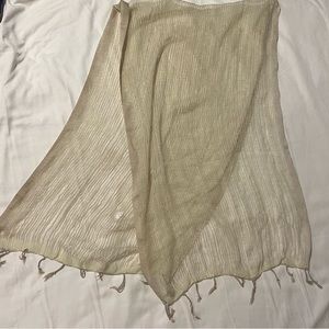 Lightweight cotton tan scarf with light yellow edge